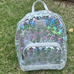 Disney Loungefly Magic Mirror Metallic Holographic Clear Mini Backpack